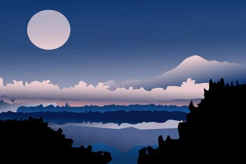 Lanscape Montain Background Stock Illustration