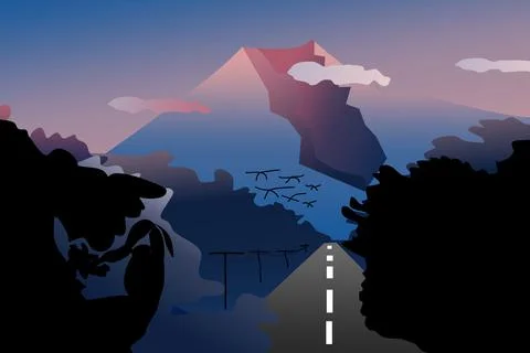 Lanscape Montain Background Stock Illustration