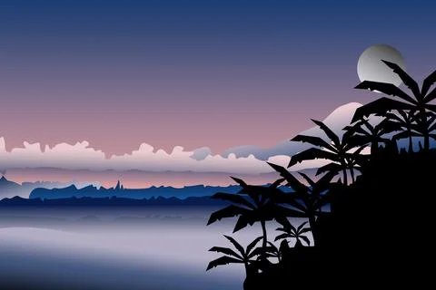 Lanscape Montain Background Stock Illustration