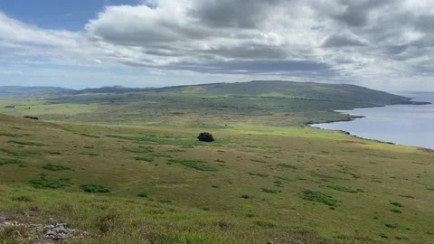 Lanscape from top of Poike volcano in Easter Island Vídeo Stock 342841830