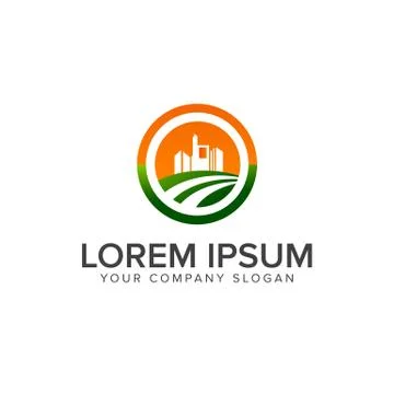 Lanscaping building logo design concept template Stock Illustration