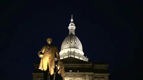 Lansing, MI Capitol Building - MS Stock Footage 10831941