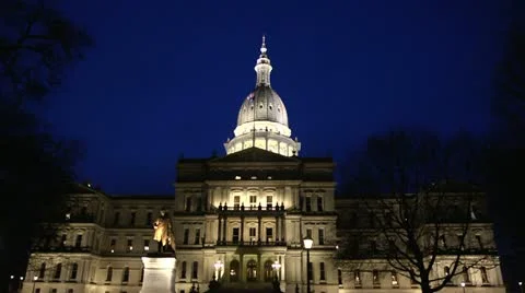 Lansing, MI Capitol Building - Wide and Tilt Stock Footage 10831990