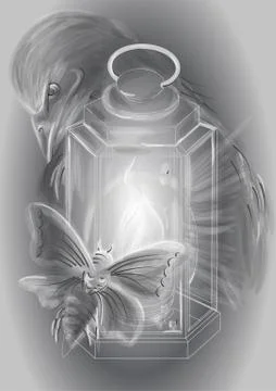 Lantern and candle Stock Illustration