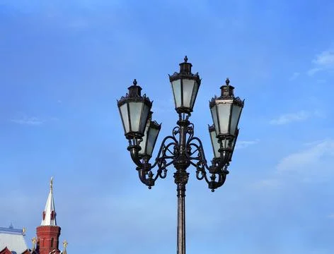 Lantern and capstan on sky background Stock Photos