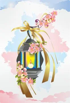 Lantern and flowers, Stock Illustration