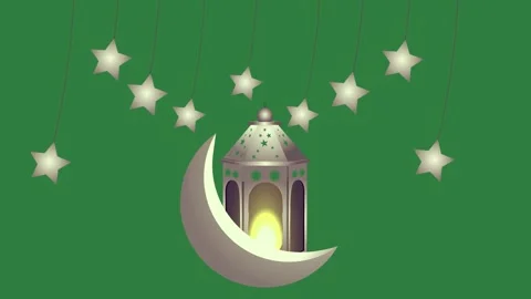 Lantern and stars background white figure design colorful cartoonish Chroma Stock-Footage 337342047