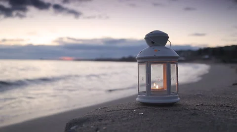 Lantern on the beach 스톡 동영상 61296912