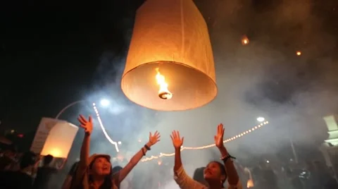 Lantern Being Released at Lantern Festival. 스톡 동영상 49774017
