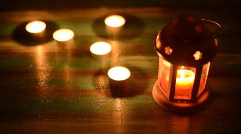 Lantern with burning candle Stock-Footage 64272973