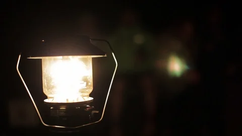 A lantern at a campsite at night Stock-Footage 91275981
