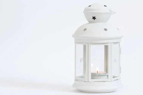 Lantern with candle and copy space Stock Photos