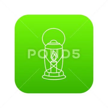 Lantern candle icon green vector Stock Illustration