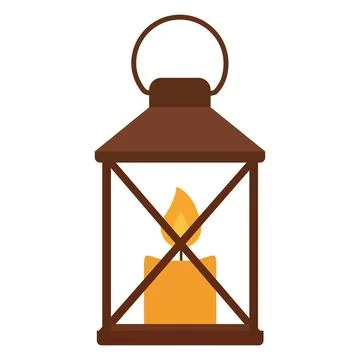 A Lantern With a Candle Inside is Shown Stock Illustration