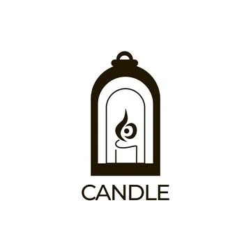 Lantern with candle logo in minimalistic style for branding, aromatic candle  Stock Illustration