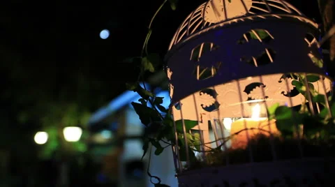 Lantern with candle at night Vídeo Stock 40743172