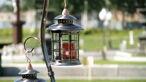 Lantern with candles develops in the wind Vídeo Stock 12277118