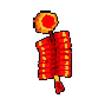 Lantern chinese firecracker pixel art vector illustration Stock Illustration