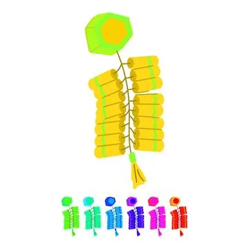 Lantern chinese firecracker vector cartoon graphic Stock Illustration