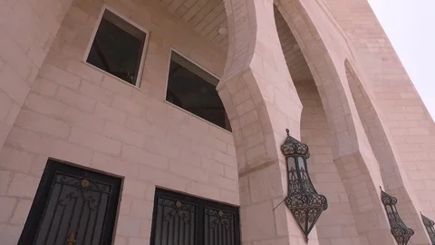 Lantern on the column at the entrance to the mosque 2 Stock Footage 78214622