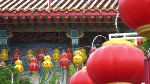 Lantern decoration at temple Stock Footage 150303832