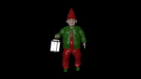 Lantern dwarf on black background Stock Footage 76638947