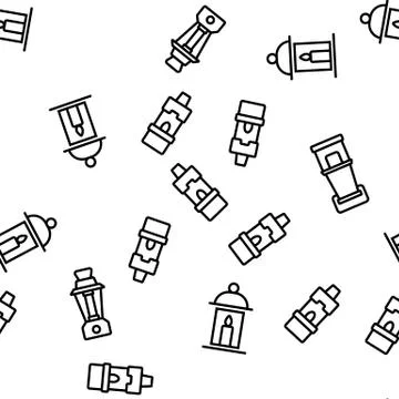 Lantern Equipment Vector Seamless Pattern Stock Illustration