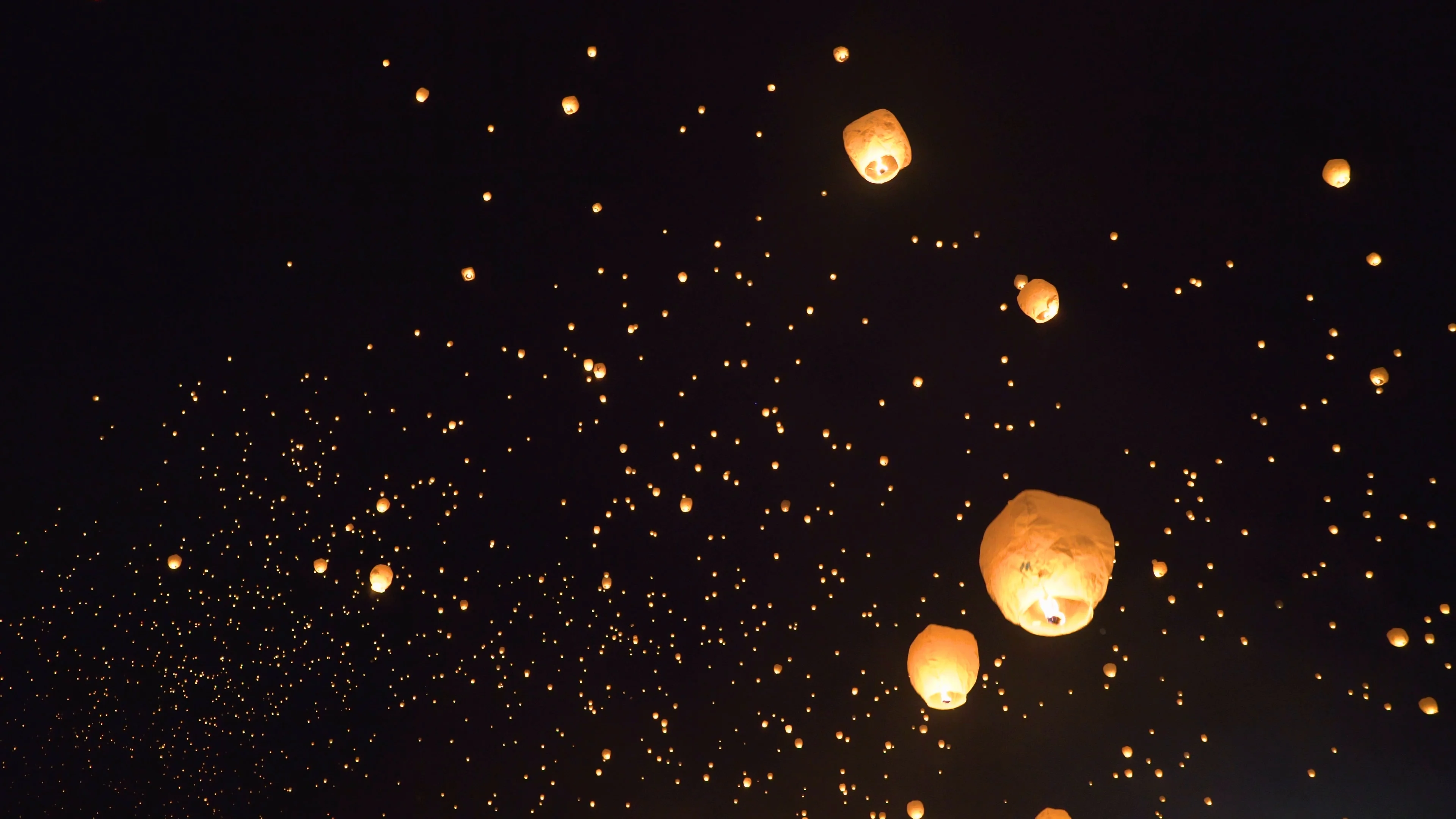 Lantern Festival Sky Full of Golden Lant... | Stock Video | Pond5