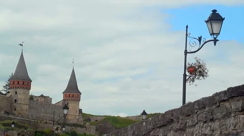 Lantern with flowers on a castle background Stock Footage 53367351