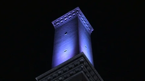 The lantern of Genoa by night Stock Footage 75440837