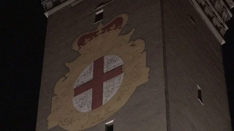 The lantern of Genoa by night Stock Footage 75444859