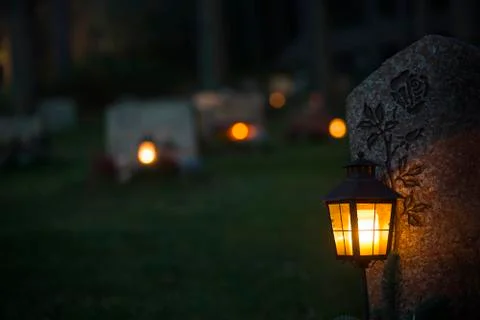 Lantern on grave Stock Photos