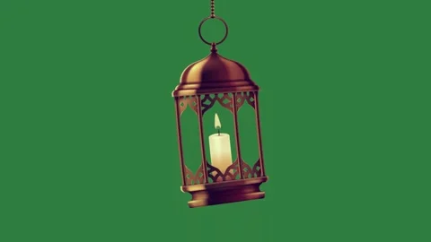 A lantern hanging isolated isolated on green screen background Video stock 336893351