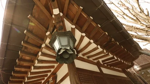 Lantern Hanging From Korean Building Lens Flare 스톡 동영상 101268992