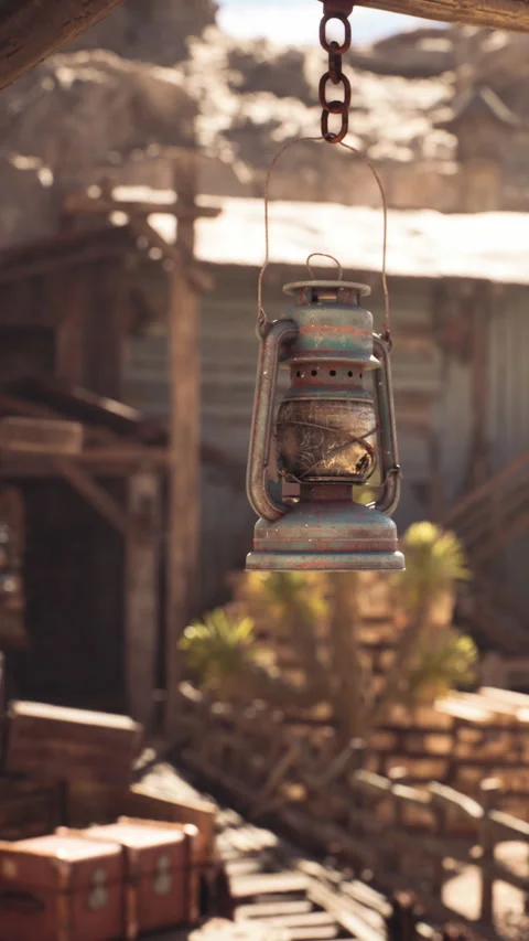 Lantern hanging in a rustic setting during daylight hours Stock Footage 339766841