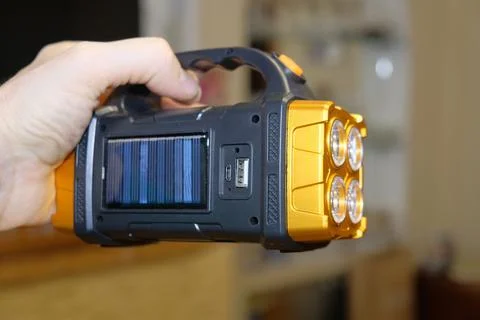 Lantern in human hand for emergency light Stock Photos