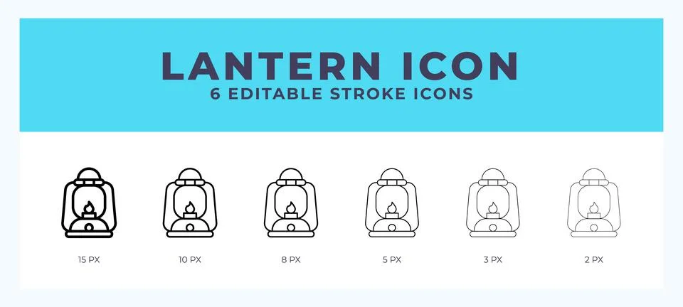 Lantern icon with different stroke. Editable stroke. Vector illustration. Stock Illustration