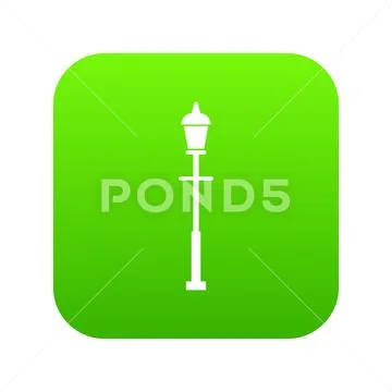 Lantern icon digital green Stock Illustration