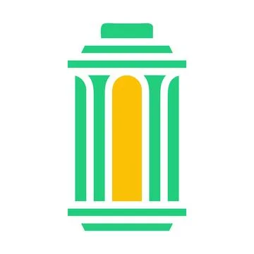 Lantern icon solid green yellow style ramadan illustration vector element a.. Stock Illustration