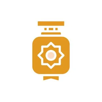 Lantern icon solid orange yellow colour chinese new year symbol perfect. Stock Illustration
