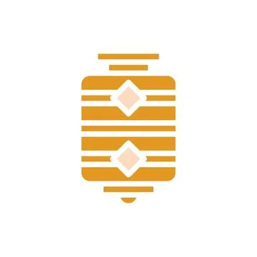 Lantern icon solid orange yellow colour chinese new year symbol perfect. Stock Illustration