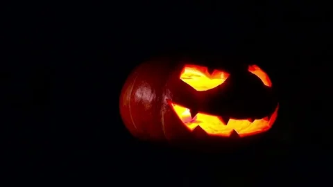 Lantern Jack on black background Stock Footage