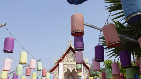Lantern kite in temple wat Video stock 232678631