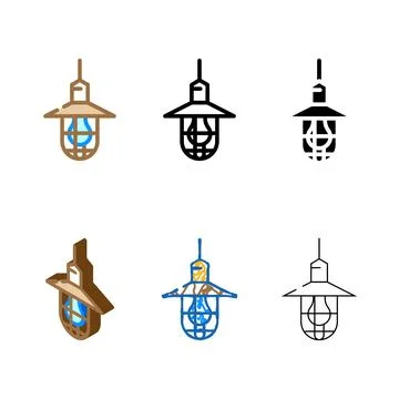 Lantern lamp ceiling color icon vector edition Stock Illustration