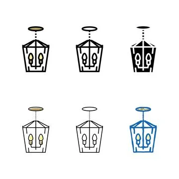 Lantern lamp ceiling multistyle color icon vector Stock Illustration