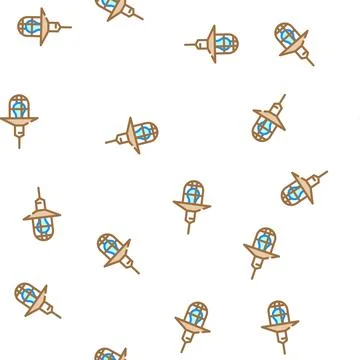 Lantern lamp ceiling vector seamless pattern Stock Illustration