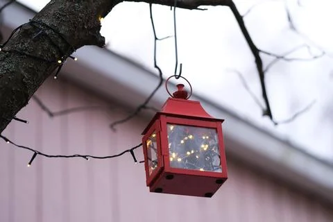 Lantern with led lights Stock Photos