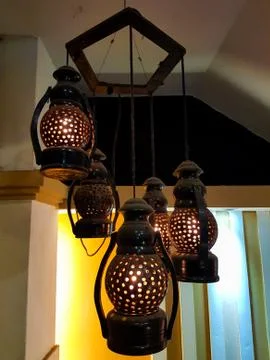 Lantern light hanging on the ceiling used for interior decoration Foto stock