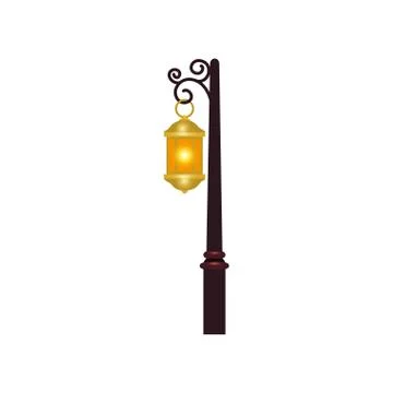 Lantern light hanging in post isolated icon 스톡 일러스트