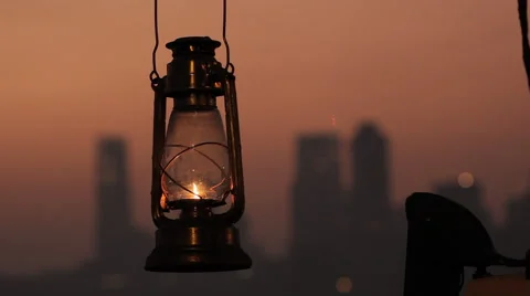 Lantern lit at sunset Stock Footage 69057758